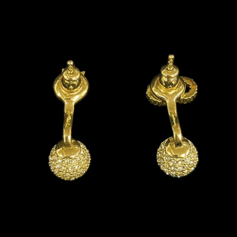 DIOR Gold Alloy Pave Crystal AB-style Stud Earrings With Gold Hardware