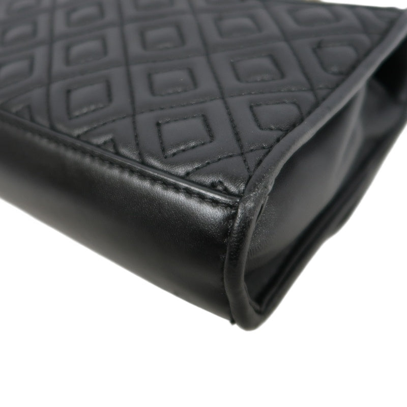 TORY BURCH Black Calfskin Leather Shoulder Bag With Gold Hardware