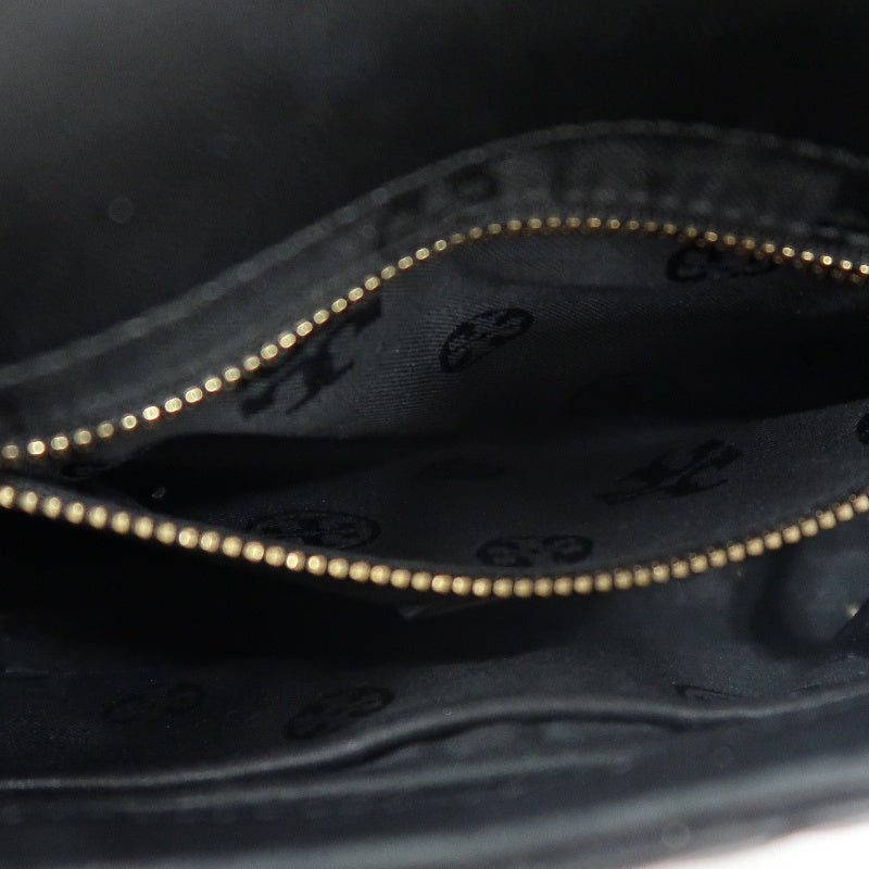 TORY BURCH Black Calfskin Leather Shoulder Bag With Gold Hardware