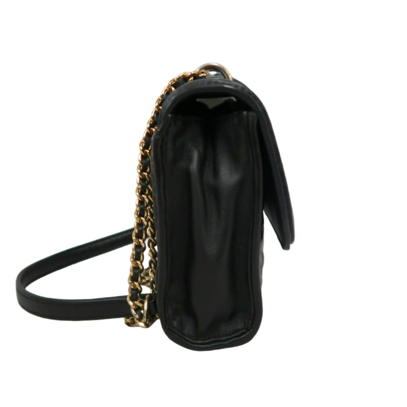 TORY BURCH Black Calfskin Leather Shoulder Bag With Gold Hardware
