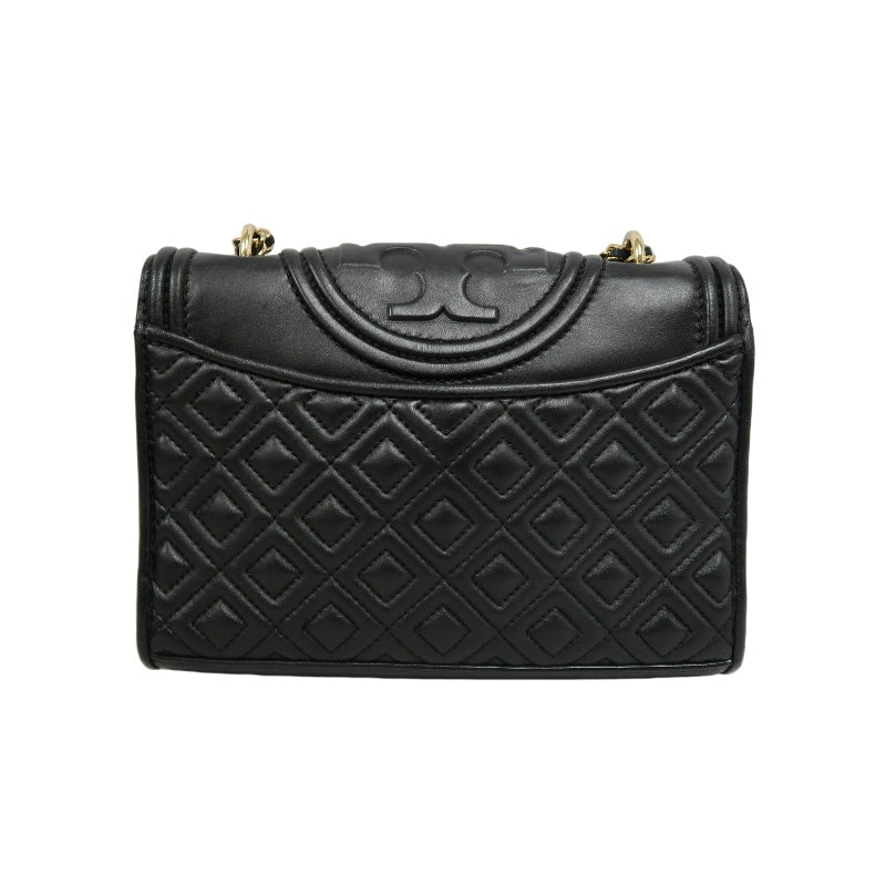 TORY BURCH Black Calfskin Leather Shoulder Bag With Gold Hardware