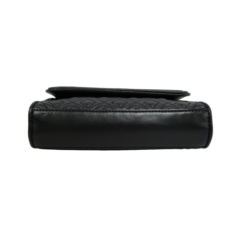 TORY BURCH Black Calfskin Leather Shoulder Bag With Gold Hardware