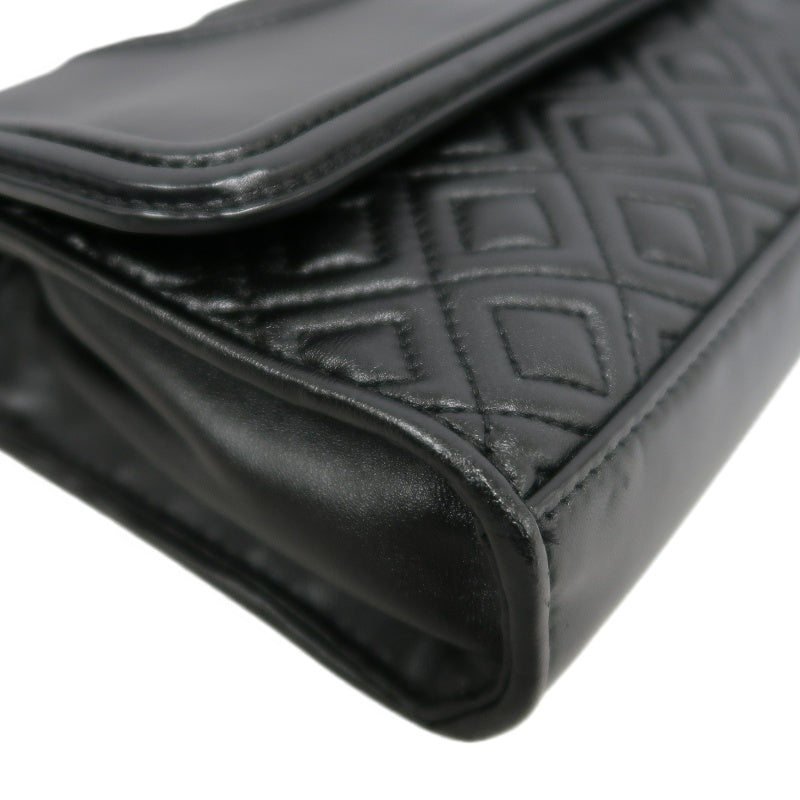 TORY BURCH Black Calfskin Leather Shoulder Bag With Gold Hardware