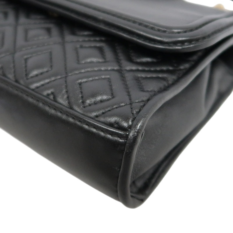 TORY BURCH Black Calfskin Leather Shoulder Bag With Gold Hardware