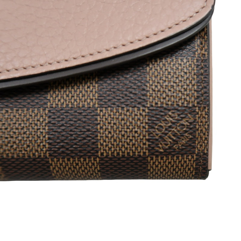 LOUIS VUITTON Portefeuille Normandy Damier Ebene Canvas Long Wallet In Brown/Pink PVC With Original Box And Dust Bag, Model