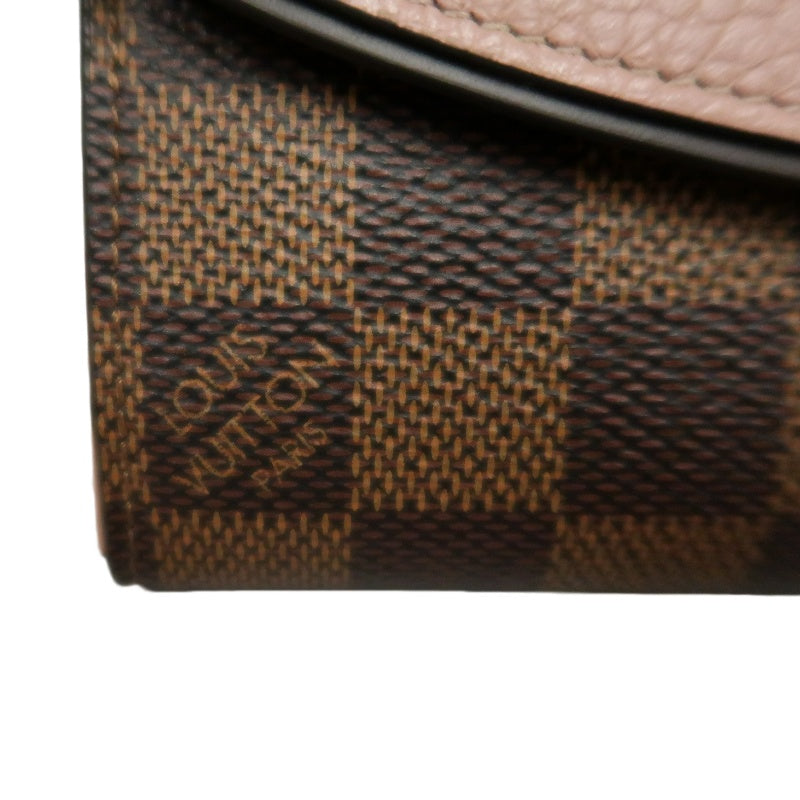 LOUIS VUITTON Portefeuille Normandy Damier Ebene Canvas Long Wallet In Brown/Pink PVC With Original Box And Dust Bag, Model