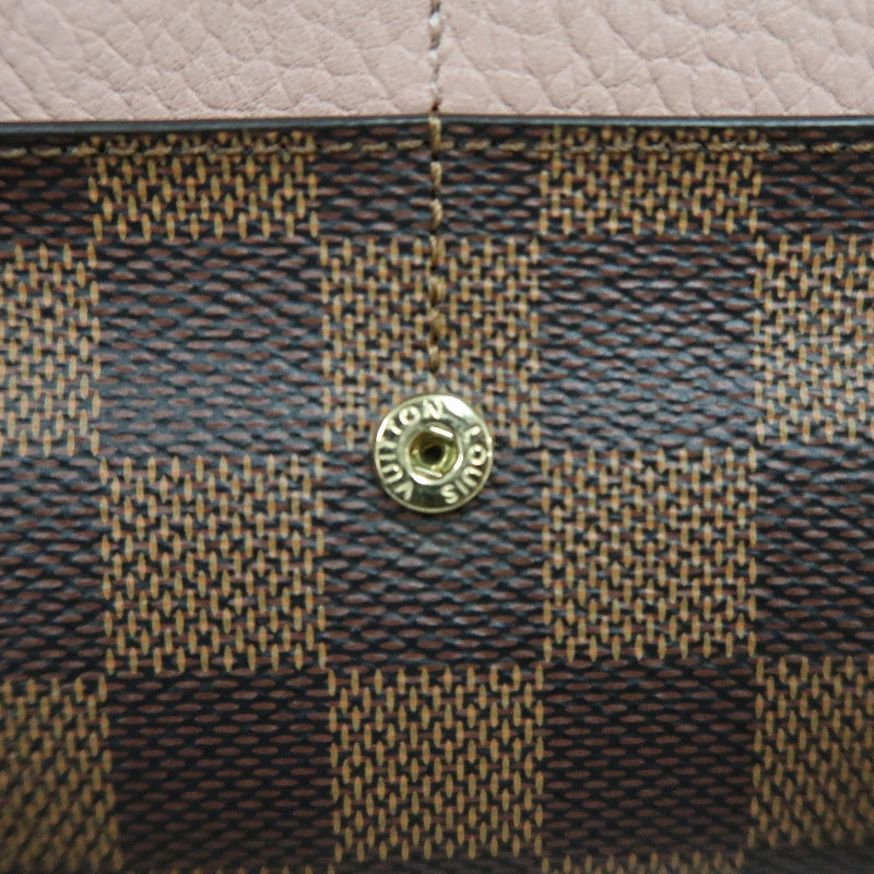 LOUIS VUITTON Portefeuille Normandy Damier Ebene Canvas Long Wallet In Brown/Pink PVC With Original Box And Dust Bag, Model
