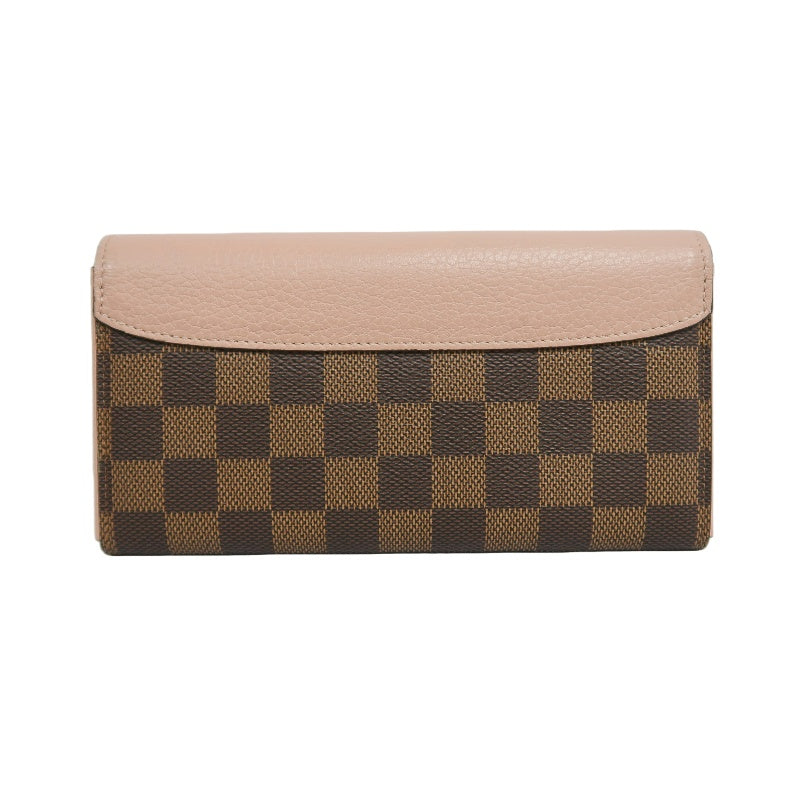 LOUIS VUITTON Portefeuille Normandy Damier Ebene Canvas Long Wallet In Brown/Pink PVC With Original Box And Dust Bag, Model