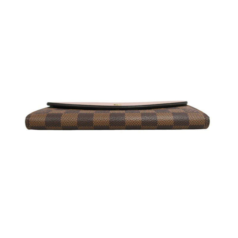 LOUIS VUITTON Portefeuille Normandy Damier Ebene Canvas Long Wallet In Brown/Pink PVC With Original Box And Dust Bag, Model