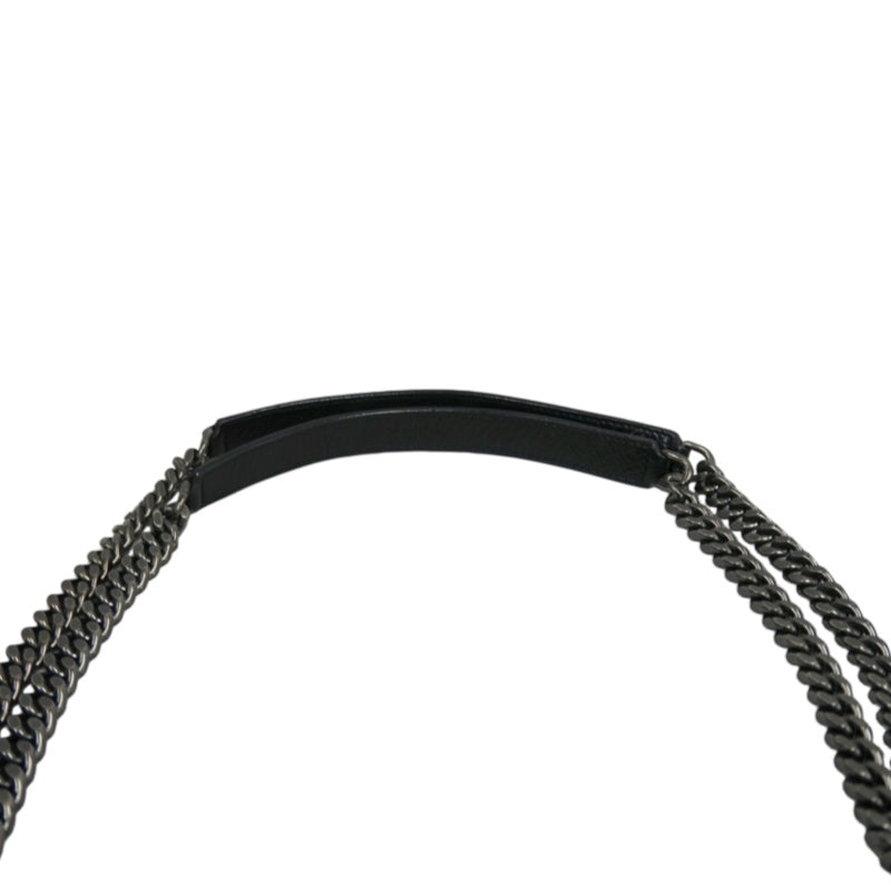 YVES SAINT LAURENT NIKI Black Waxed Leather Shoulder Bag With Silver Hardware