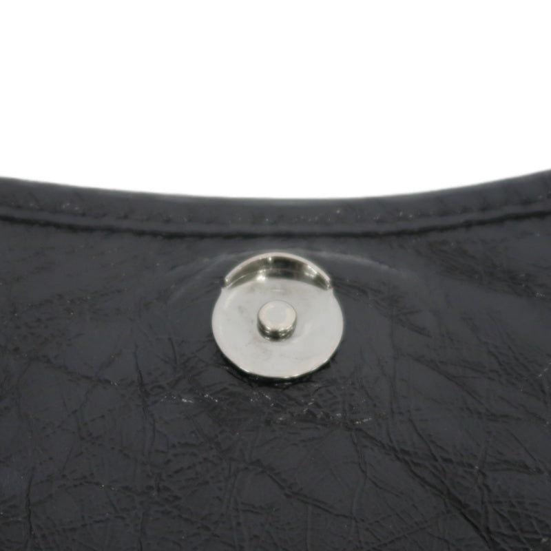 YVES SAINT LAURENT NIKI Black Waxed Leather Shoulder Bag With Silver Hardware