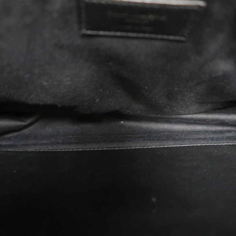 YVES SAINT LAURENT NIKI Black Waxed Leather Shoulder Bag With Silver Hardware