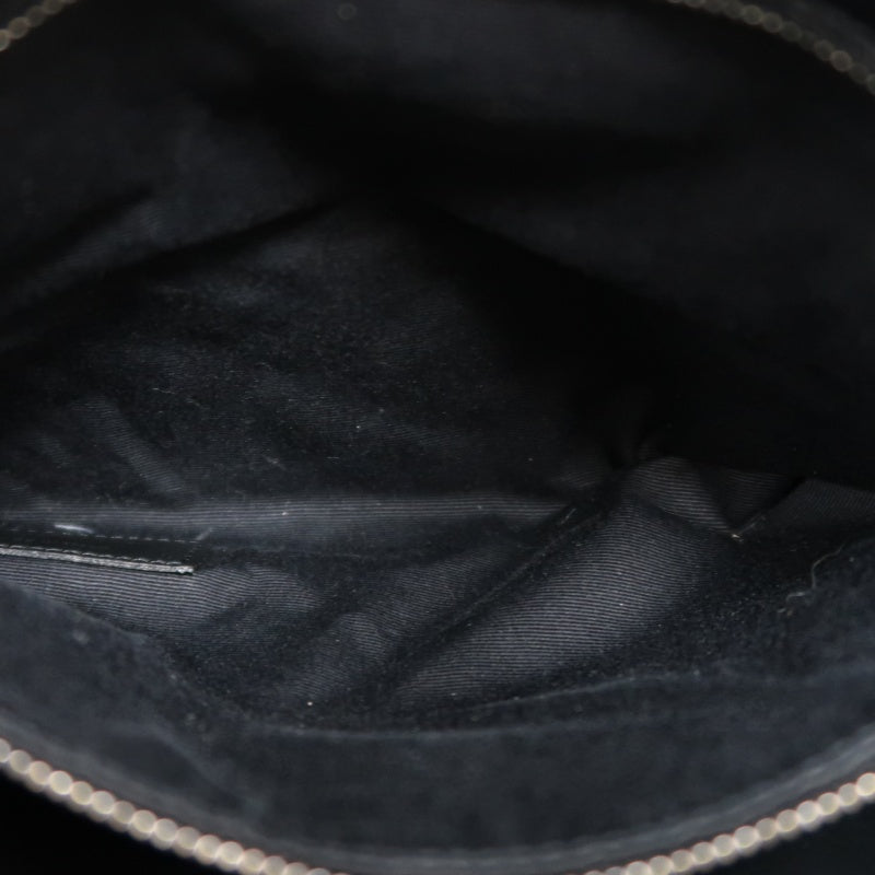 YVES SAINT LAURENT NIKI Black Waxed Leather Shoulder Bag With Silver Hardware