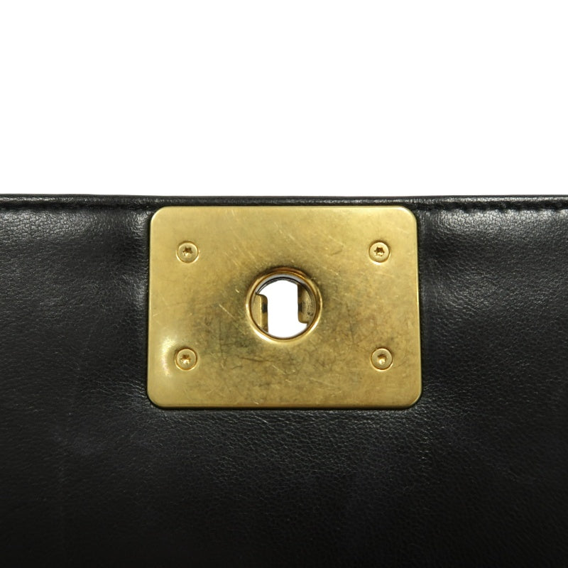 CHANEL Boy Leboy Quilted Lambskin Shoulder Bag In Black With Gold Hardware