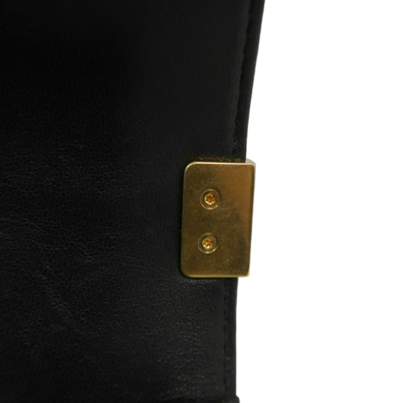 CHANEL Boy Leboy Quilted Lambskin Shoulder Bag In Black With Gold Hardware