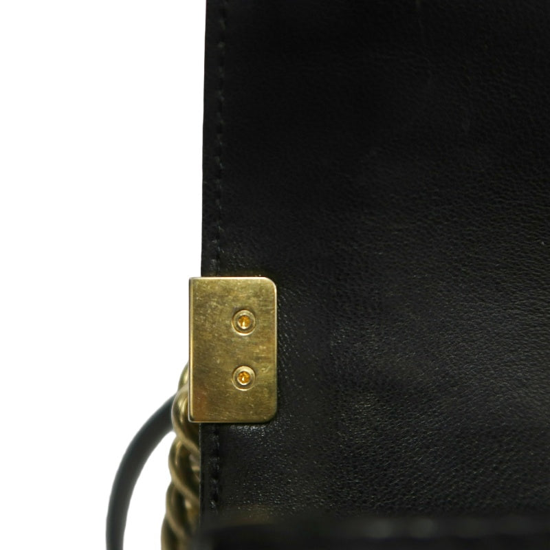 CHANEL Boy Leboy Quilted Lambskin Shoulder Bag In Black With Gold Hardware