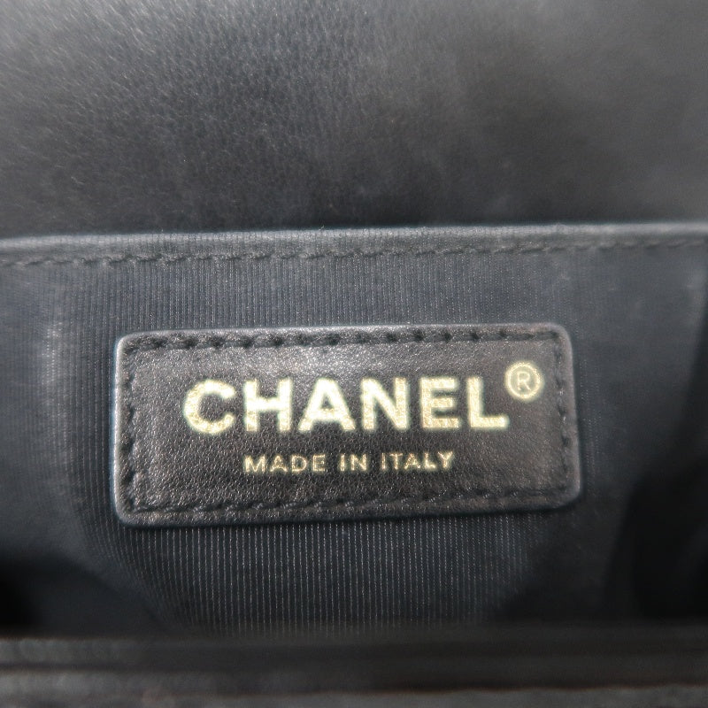 CHANEL Boy Leboy Quilted Lambskin Shoulder Bag In Black With Gold Hardware