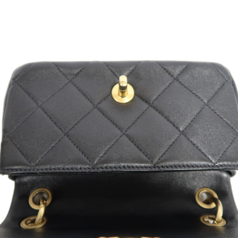 CHANEL Quilted Lambskin Turn-lock Flap Shoulder Crossbody Bag In Black With Gold Hardware, Comes With Original Box And Authenticity Card