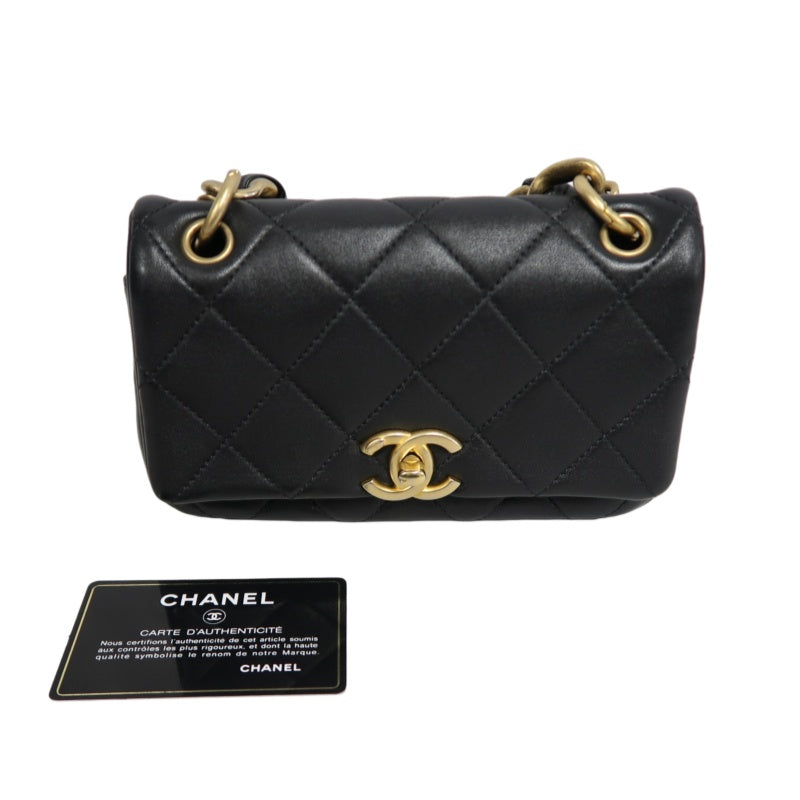 CHANEL Quilted Lambskin Turn-lock Flap Shoulder Crossbody Bag In Black With Gold Hardware, Comes With Original Box And Authenticity Card