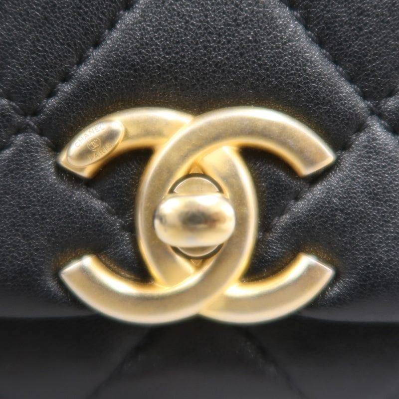 CHANEL Quilted Lambskin Turn-lock Flap Shoulder Crossbody Bag In Black With Gold Hardware, Comes With Original Box And Authenticity Card