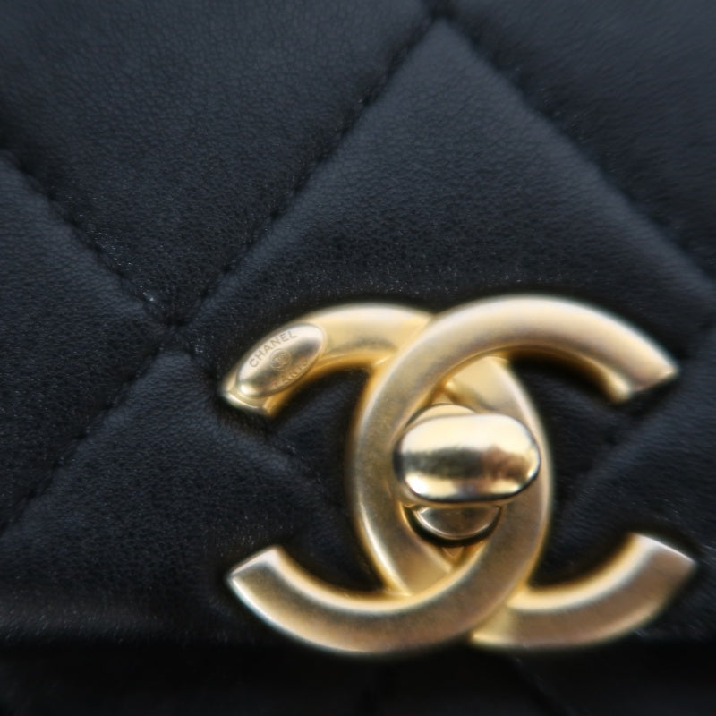CHANEL Quilted Lambskin Turn-lock Flap Shoulder Crossbody Bag In Black With Gold Hardware, Comes With Original Box And Authenticity Card