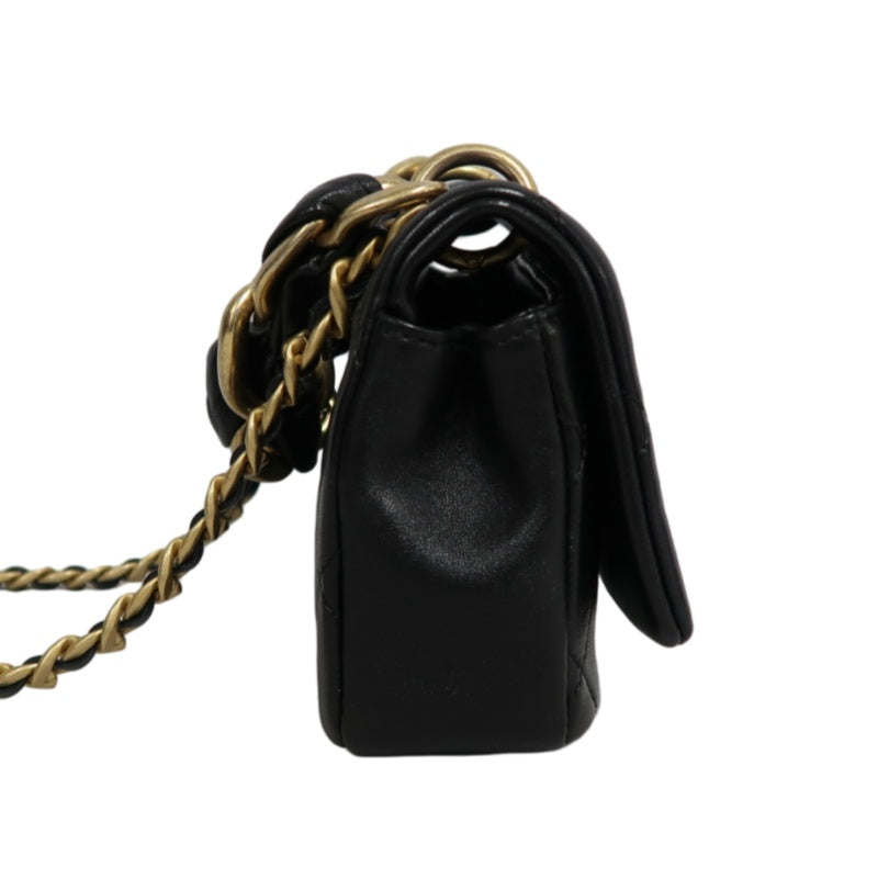 CHANEL Quilted Lambskin Turn-lock Flap Shoulder Crossbody Bag In Black With Gold Hardware, Comes With Original Box And Authenticity Card