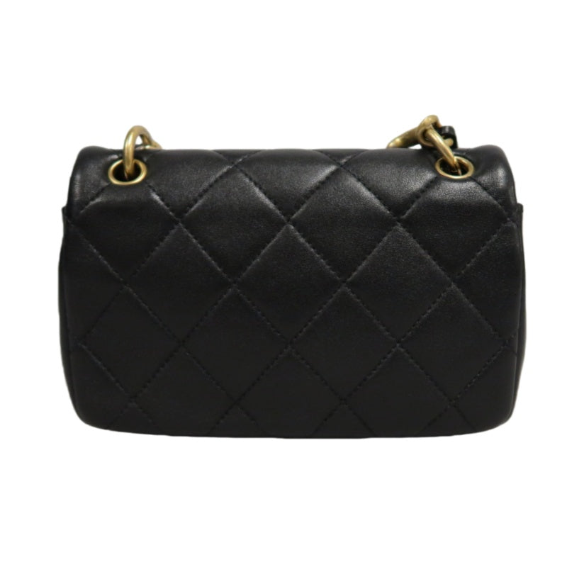 CHANEL Quilted Lambskin Turn-lock Flap Shoulder Crossbody Bag In Black With Gold Hardware, Comes With Original Box And Authenticity Card
