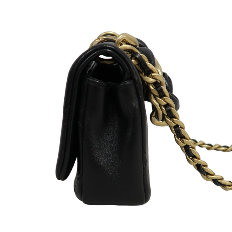 CHANEL Quilted Lambskin Turn-lock Flap Shoulder Crossbody Bag In Black With Gold Hardware, Comes With Original Box And Authenticity Card