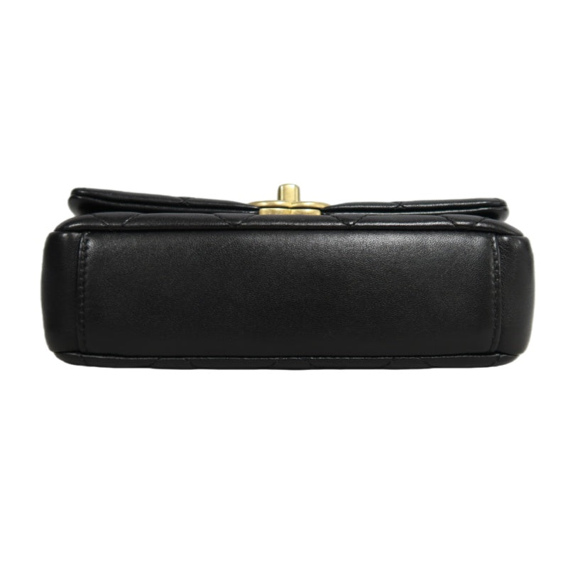 CHANEL Quilted Lambskin Turn-lock Flap Shoulder Crossbody Bag In Black With Gold Hardware, Comes With Original Box And Authenticity Card