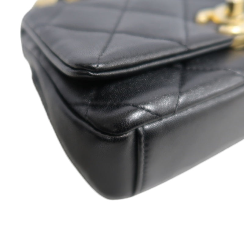 CHANEL Quilted Lambskin Turn-lock Flap Shoulder Crossbody Bag In Black With Gold Hardware, Comes With Original Box And Authenticity Card