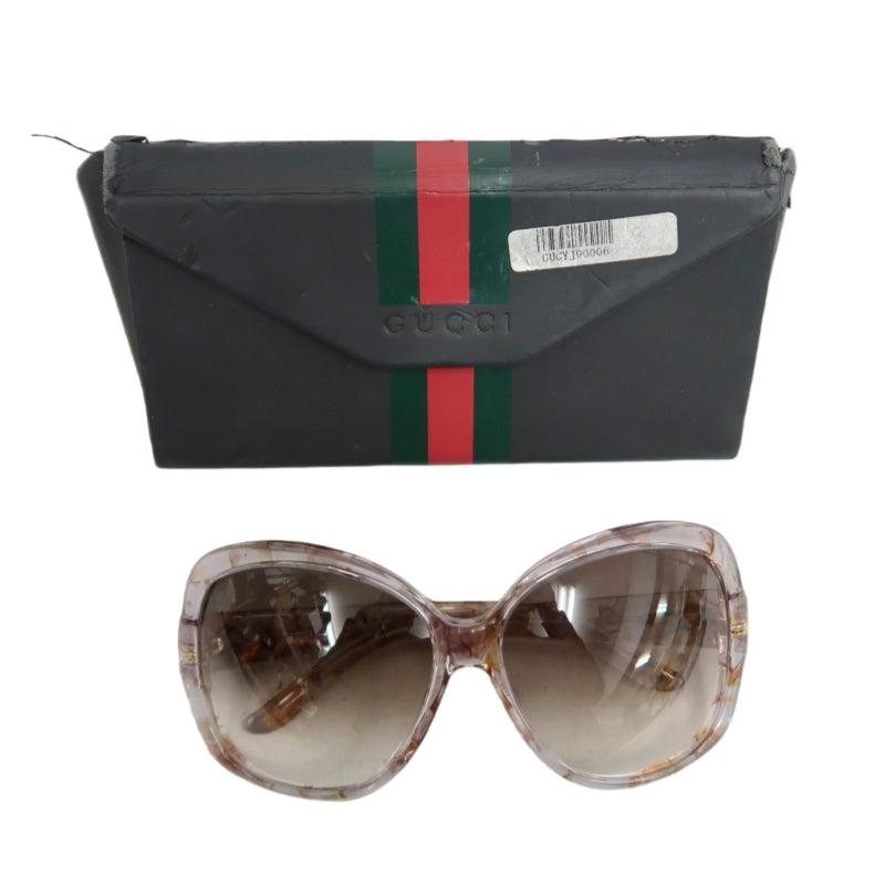 GUCCI Brown Resin Sunglasses With Original Case