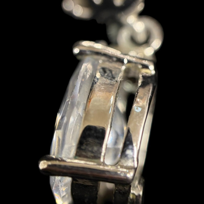 CHANEL Silver Alloy Pear-shaped Crystal Double CC Stud Earrings With Silver Hardware