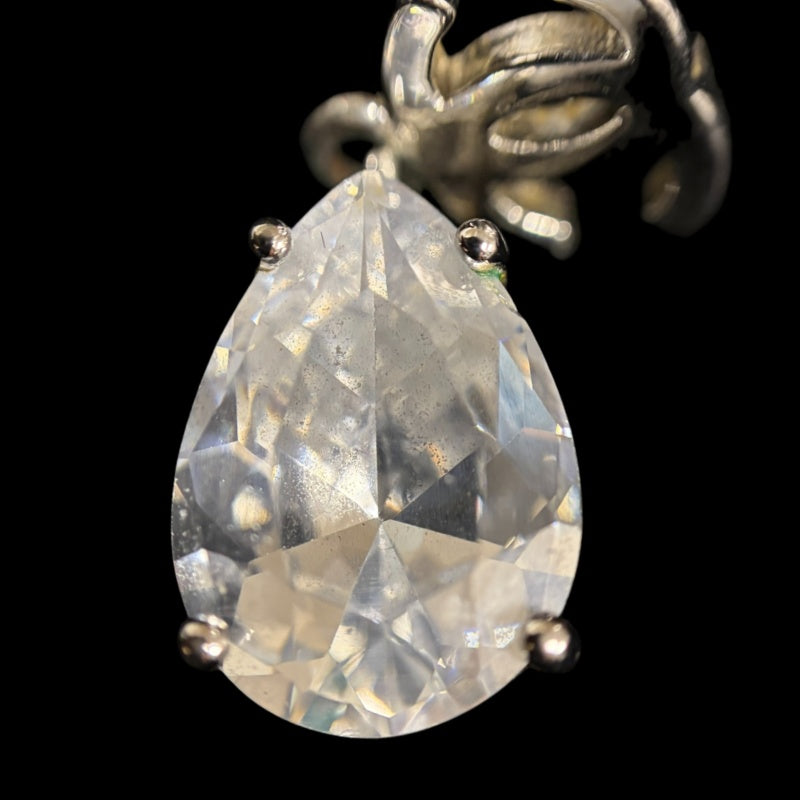CHANEL Silver Alloy Pear-shaped Crystal Double CC Stud Earrings With Silver Hardware