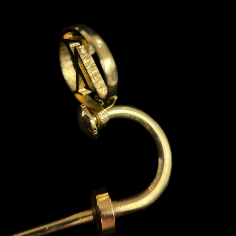 LOUIS VUITTON Gold Alloy Irregular Floral Stud Earrings With Gold Hardware
