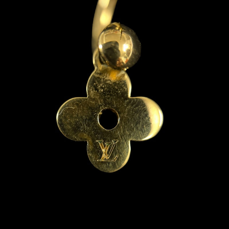 LOUIS VUITTON Gold Alloy Irregular Floral Stud Earrings With Gold Hardware