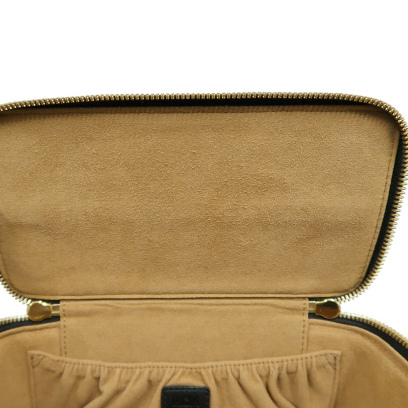 MCM Brown Visetos PVC Vanity Case Top Handle Shoulder Crossbody Bag With Gold Hardware