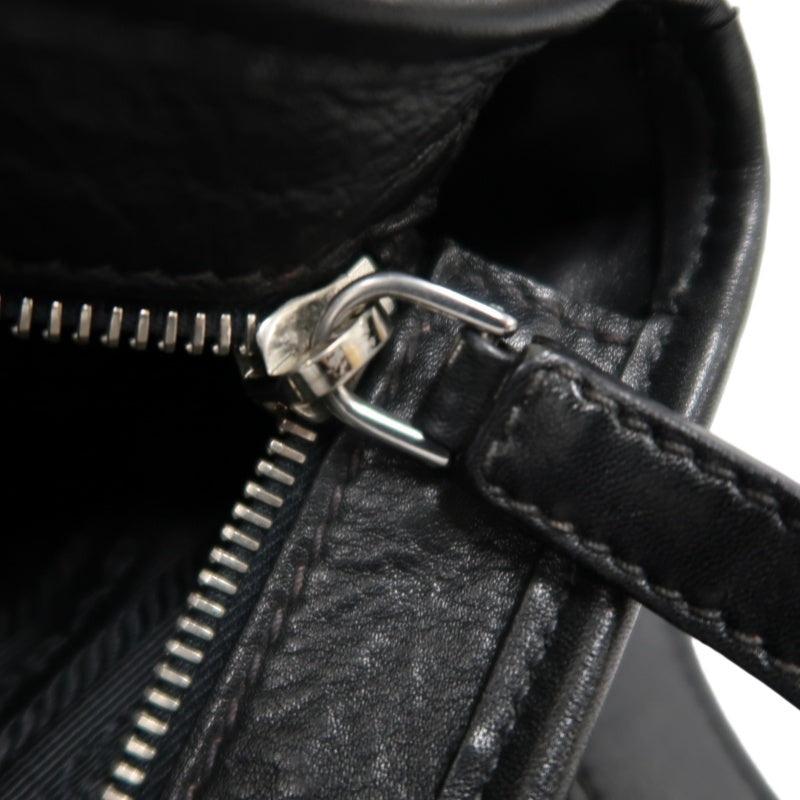 PRADA Black Cowhide Leather Shoulder Crossbody Bag With Silver Hardware