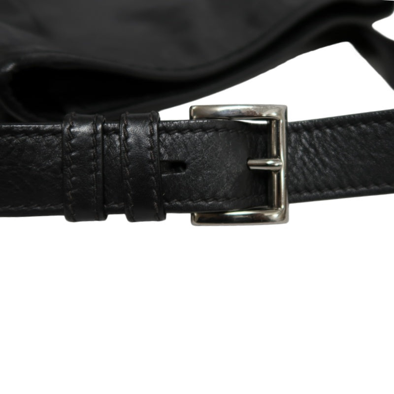 PRADA Black Cowhide Leather Shoulder Crossbody Bag With Silver Hardware