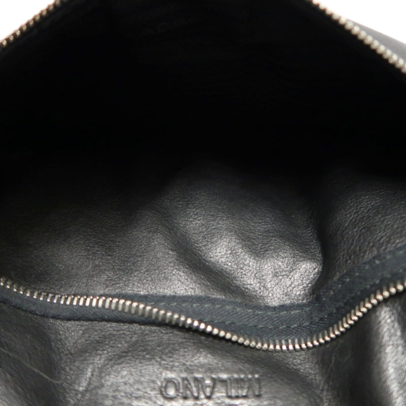 PRADA Black Cowhide Leather Shoulder Crossbody Bag With Silver Hardware