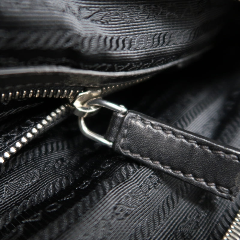 PRADA Black Cowhide Leather Shoulder Crossbody Bag With Silver Hardware