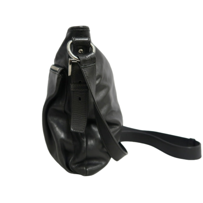 PRADA Black Cowhide Leather Shoulder Crossbody Bag With Silver Hardware