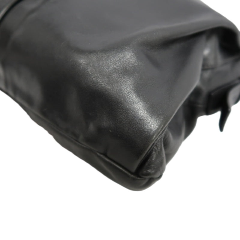 PRADA Black Cowhide Leather Shoulder Crossbody Bag With Silver Hardware