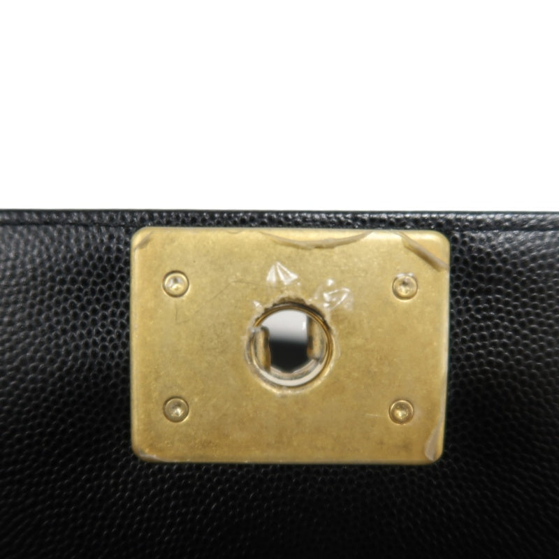 CHANEL Black Calfskin Quilted Boy Leboy Gold Buckle Shoulder Bag With Gold Hardware, Comes With Authenticity Card & Dust Bag