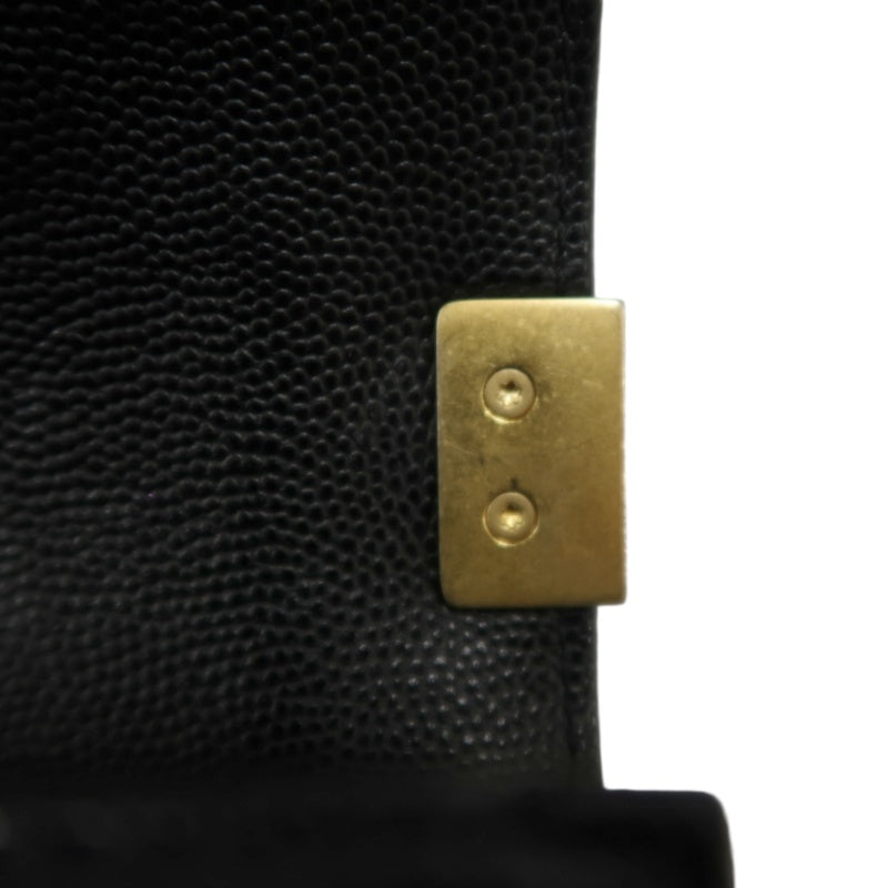CHANEL Black Calfskin Quilted Boy Leboy Gold Buckle Shoulder Bag With Gold Hardware, Comes With Authenticity Card & Dust Bag