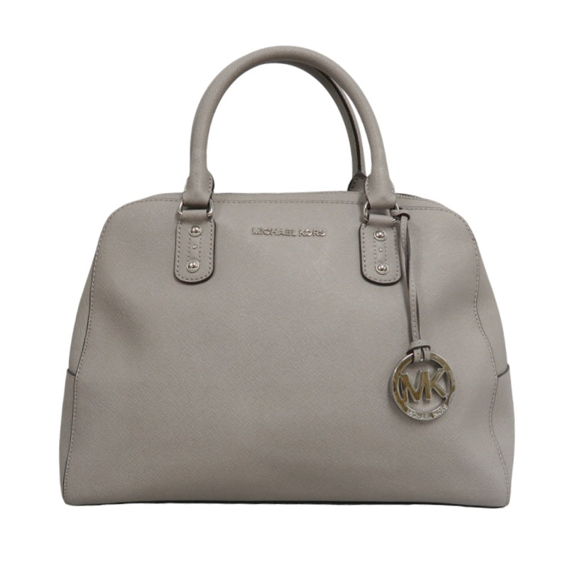 MICHAEL KORS  Crossgrain Boston Tote Bag Elephant Grey Removable Shoulder Strap Silver Hardware