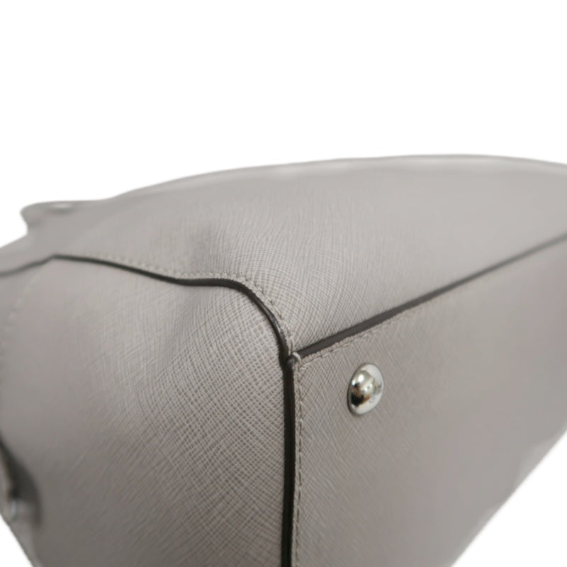 MICHAEL KORS  Crossgrain Boston Tote Bag Elephant Grey Removable Shoulder Strap Silver Hardware