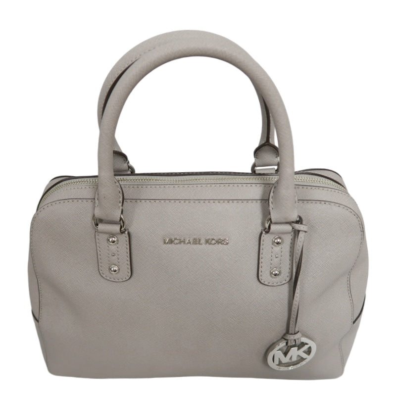 MICHAEL KORS  Crossgrain Boston Tote Bag Elephant Grey Removable Shoulder Strap Silver Hardware