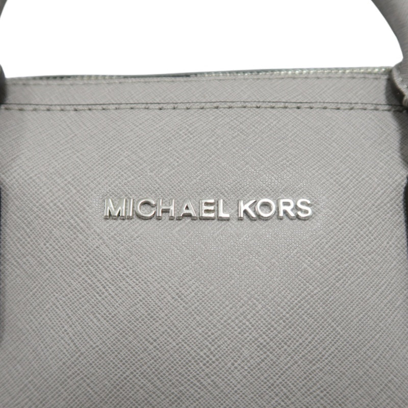 MICHAEL KORS  Crossgrain Boston Tote Bag Elephant Grey Removable Shoulder Strap Silver Hardware