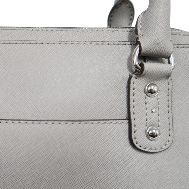MICHAEL KORS  Crossgrain Boston Tote Bag Elephant Grey Removable Shoulder Strap Silver Hardware