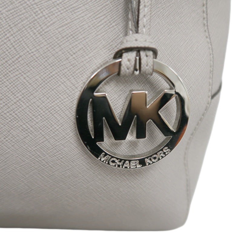 MICHAEL KORS  Crossgrain Boston Tote Bag Elephant Grey Removable Shoulder Strap Silver Hardware